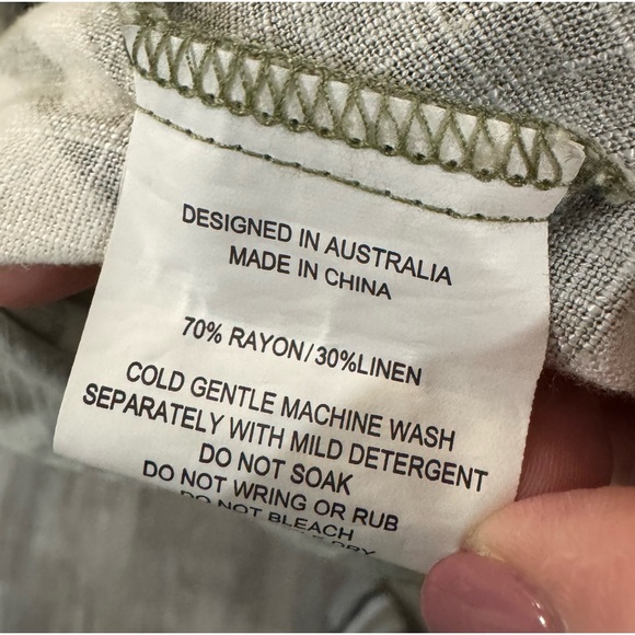 Paper Heart Anthropologie green and White Linen Sleeveless Maxi Dress Size M - Picture 4 of 5